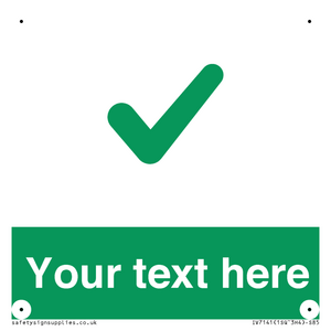 Custom green background, green tick sign